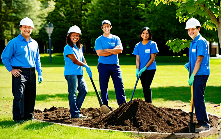 Corporate Responsibility**

"A diverse group of volunteers planting trees in a community park, fully clothed in appropriate work attire, sunny day, showcasing corporate social responsibility, safe for work, perfect anatomy, correct proportions, professional environmental photography, family-friendly."

**